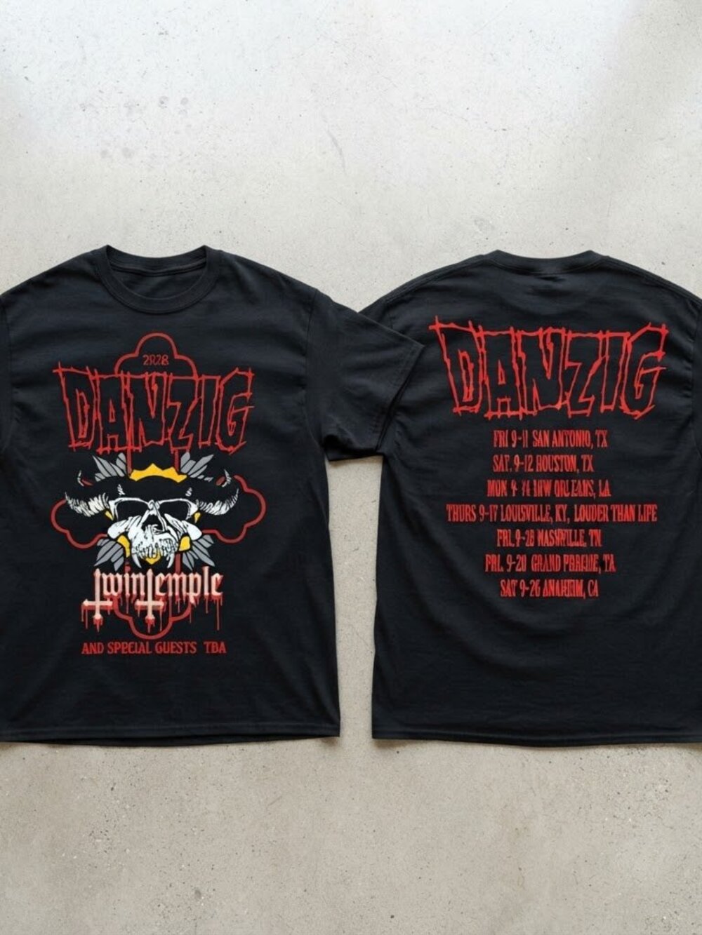Danzig Demon Skull North America Tour 2026 Black T-Shirt S-4XL
